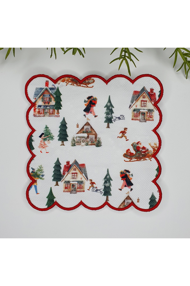 Christmas Scenery Patterned Embroidery Cocktail - 1 Piece