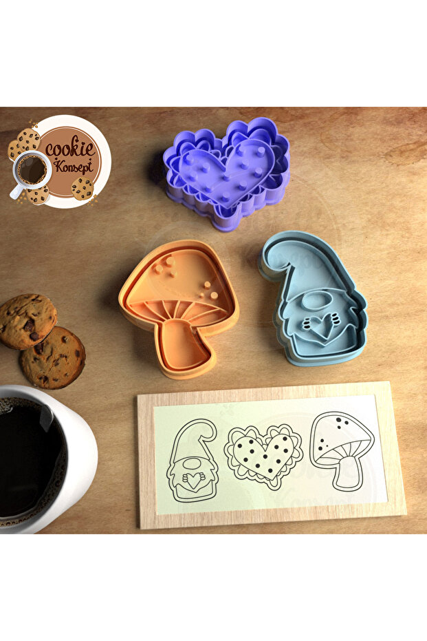 Love and Valentine's Day Concept - Cookie, Polymer Clay, Play Dough and Cutter Mold Set