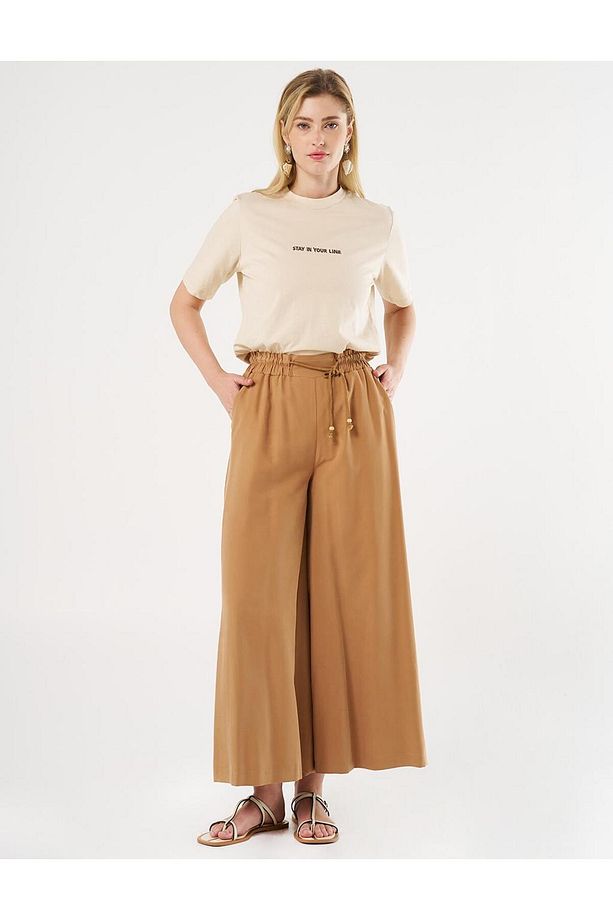 Geniş Paça Rayon Pantolon Tütün - 1