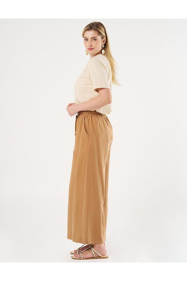 Geniş Paça Rayon Pantolon Tütün - 5