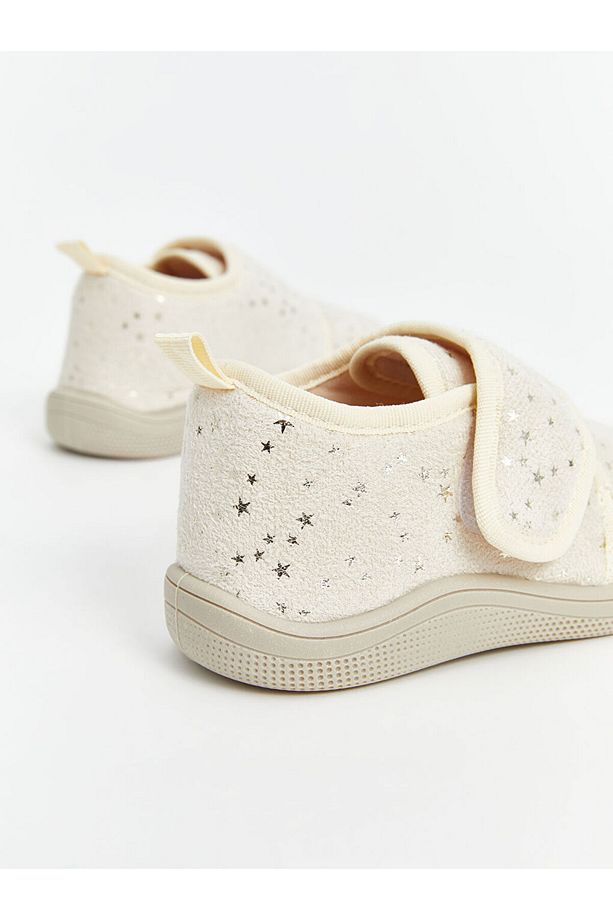LCW STEPS Bej Yıldız Baskılı Kız Bebek Panduf - 5