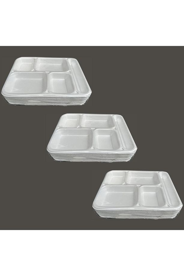 Dağyüce Tek Kullanımlık Köpük 5 Bölmeli Tabldot Köpük Tabak - 26.5x35 Cm. - 10 Adetlik 3 Paket - 1