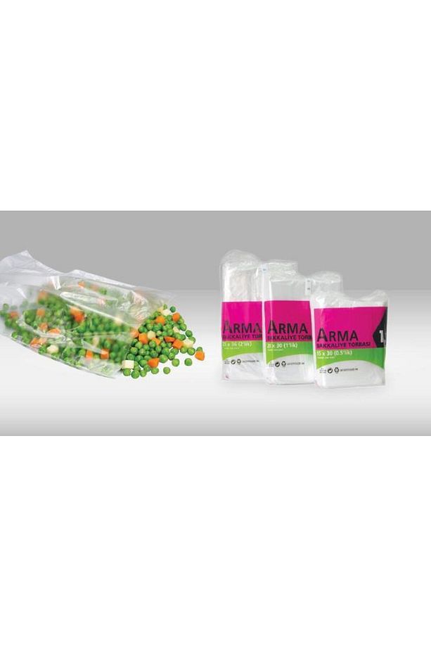 Naksan Arma Şeffaf Naylon 2 lik 23x36 Cm. Bakkaliye Poşeti Torbası - 1 Kg. - Ort. 190 Adet - 1 Paket - 4