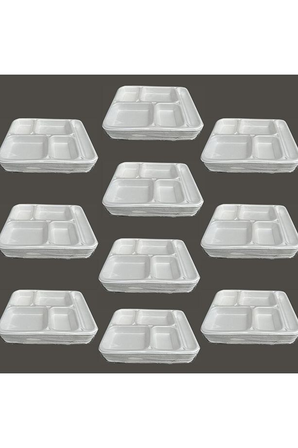 Dağyüce Tek Kullanımlık Köpük 5 Bölmeli Tabldot Köpük Tabak - 26.5x35 Cm. - 10 Adetlik 10 Paket - 1