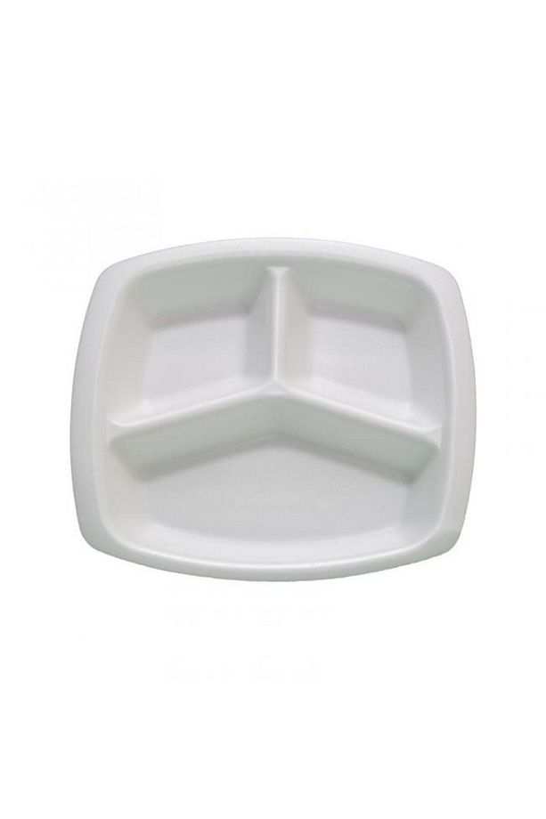 Tek Kullanımlık Köpük 3 Bölmeli Tabldot Köpük Tabak - 23.5x25 Cm. - 10 Adetlik 3 Paket - 4