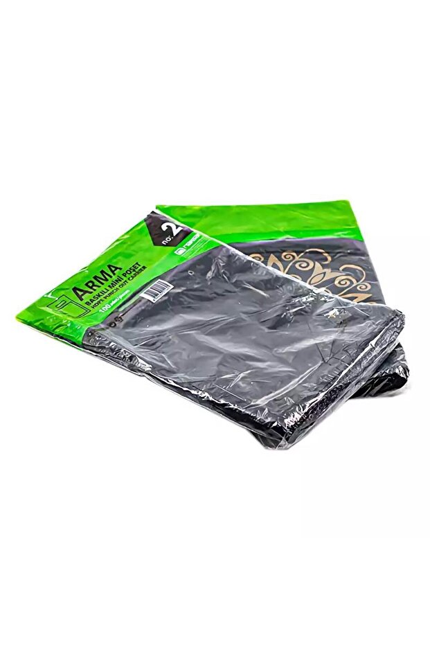Baskılı Mini Blok Poşet Torba - No : 2 - 25x37 Cm. - Siyah - 100 Adetlik 1 Paket - 2