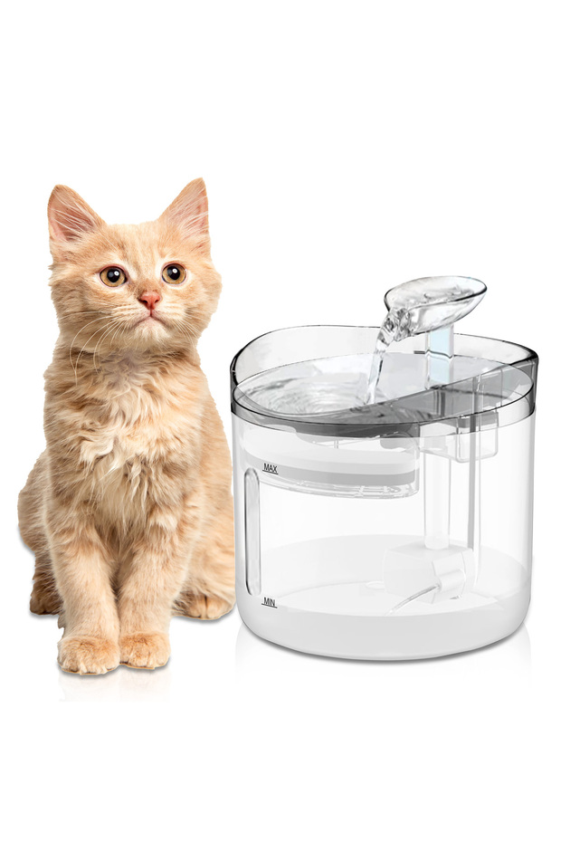Round Clear Cat Water Fountain - Premium Acrylic Glass, 1.6l Tank For Cats, Dogs & Pets