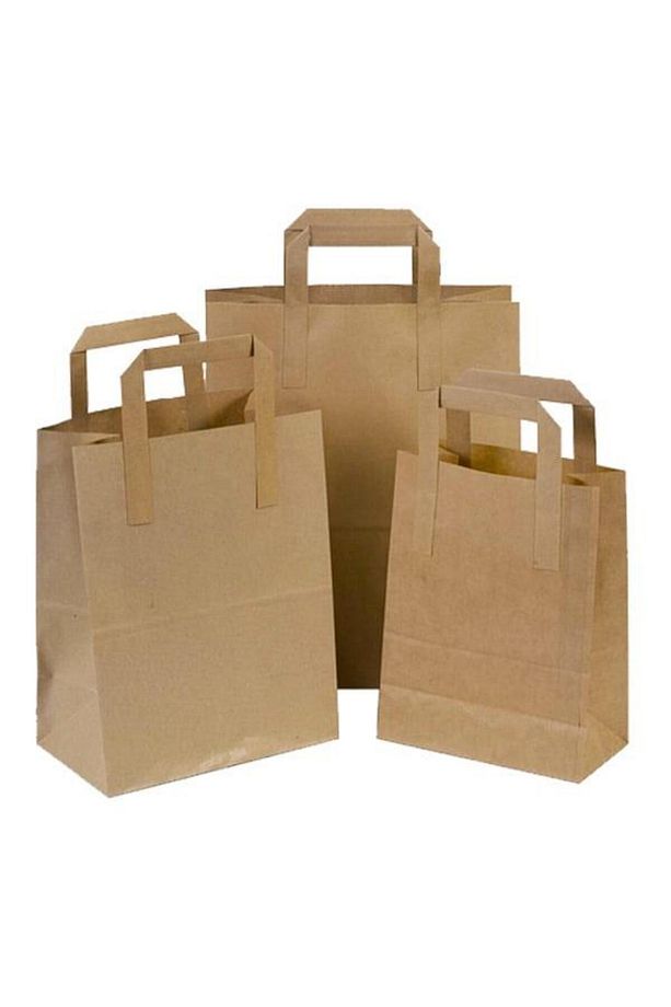 Flat Kraft Kağıt Çanta Karton Hediyelik Poşet Torba - 18x24 Cm. - 30 Adet - 3
