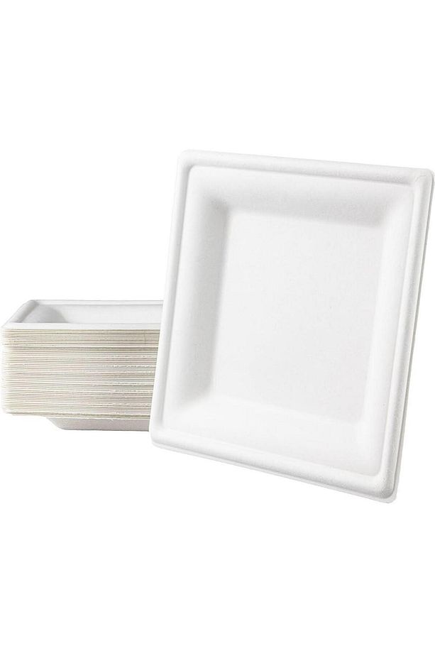 Nature Ekolojik Karton Kağıt Parti Tek Kullanımlık Kare Tabak - 20 Cm. - 6 Adetlik 1 Paket - 3