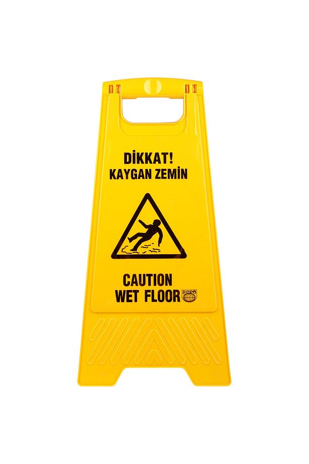 İş Güvenliği Dikkat Islak Kaygan Zemin Uyarı Ve Yönlendirme Levhası Tabelası -sarı-33x63 Cm-kaliteli - 1