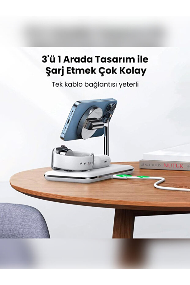 3'ü 1 Arada MagSafe 25W Kablosuz Şarj Standı - 90326 - 2