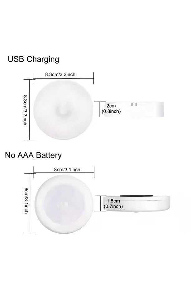 4 Adet Şarjlı Hareket Sensörlü 8 Led Banyo Dolap Merdiven Lamba Yapışkanlı Manyetik Gün Işığı Aplik - 7