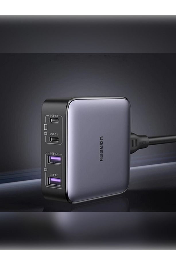 Nexode 65W GaN 2 Masaüstü 4 Portlu Hızlı Şarj Cihazı İstasyonu 2xUSB-A, 2xUSB-C, Gri - 90747 - 3