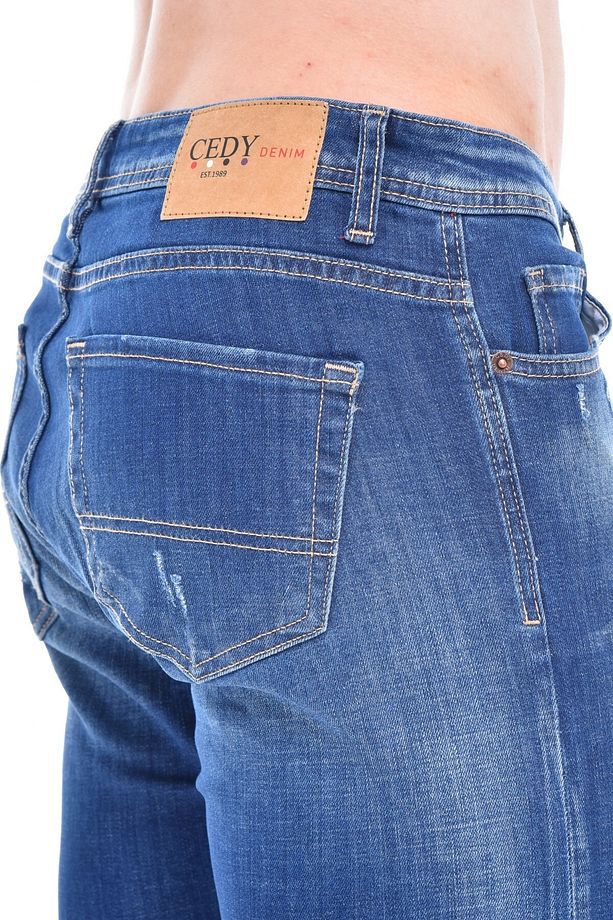 Erkek Kot Şort Slim Fit Jean Şort - C342 - 5