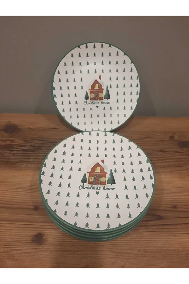 KERAMİKA SERVİS TABAĞI 26 CM 6 ADET YILBAŞI / NEW YEAR / NOEL - 1