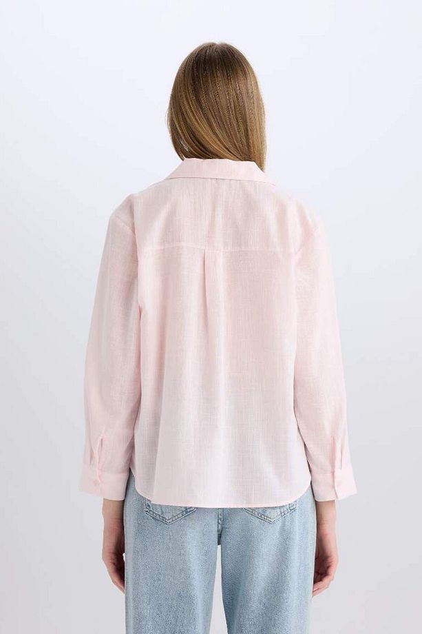 Yeni Sezon Oversize Geniş Kalıp Tek Ceplli Uzun Kollu Gömlek - 6