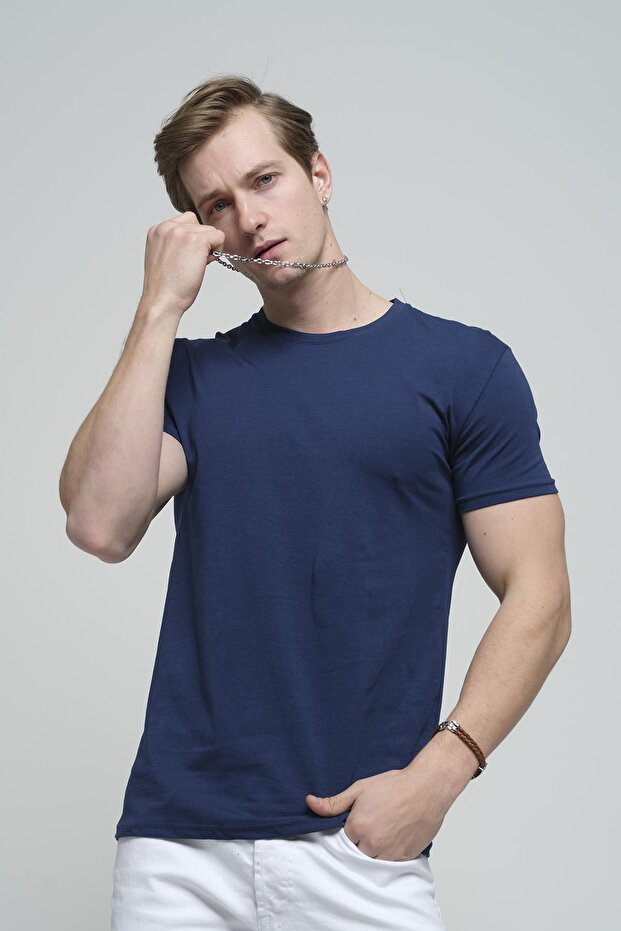 FTX Slim Fit Likralı Bisiklet Yaka Erkek Basic Tshirt - 1