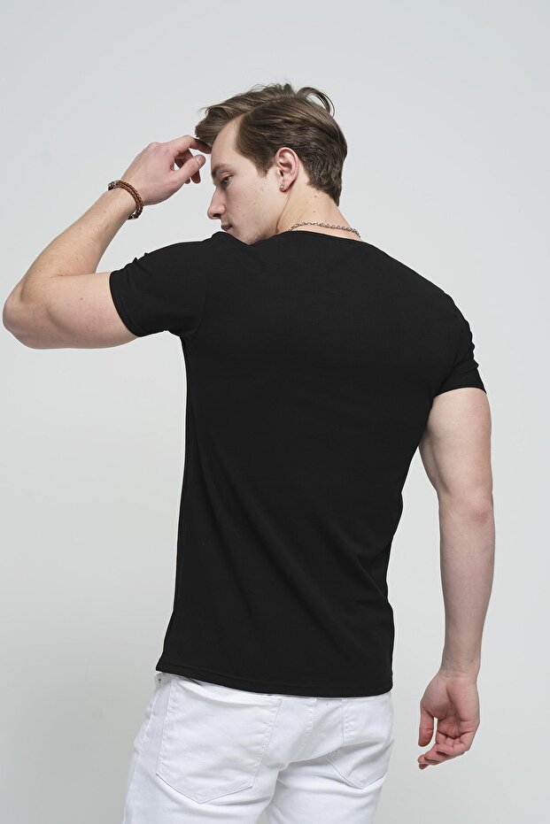 FTX Slim Fit Likralı Bisiklet Yaka Erkek Basic Tshirt - 4