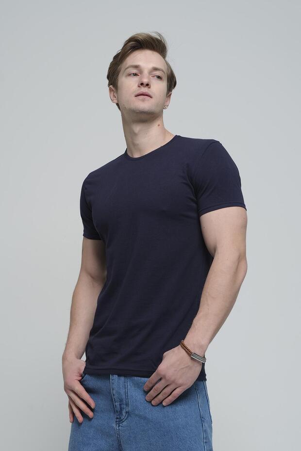 FTX Slim Fit Likralı Bisiklet Yaka Erkek Basic Tshirt - 1