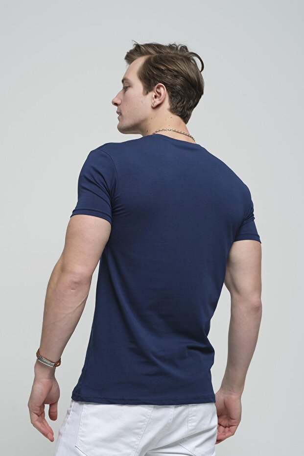 FTX Slim Fit Likralı Bisiklet Yaka Erkek Basic Tshirt - 5