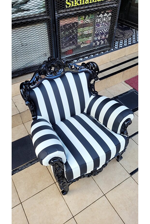 3A MOBİLYA BLACK & WHİTE OYMALI BERJER - 6