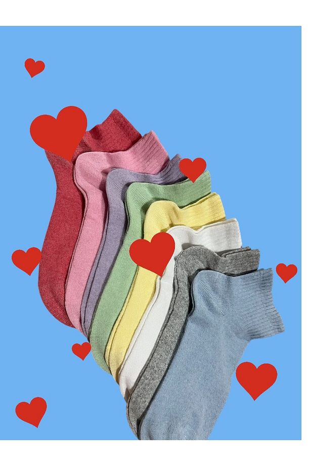 Kadın Extra Soft Renkli Yarım Konç Kolej Çorap Seti 8 Çift - 2