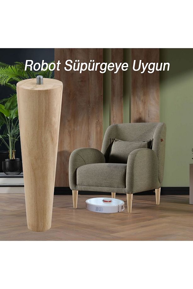 4 ADET Ahşap 18 cm Bağlantı Aparat Mobilya Koltuk Kanepe Berjer Ayağı Yükseltici Ayakları M8 Civata - 2