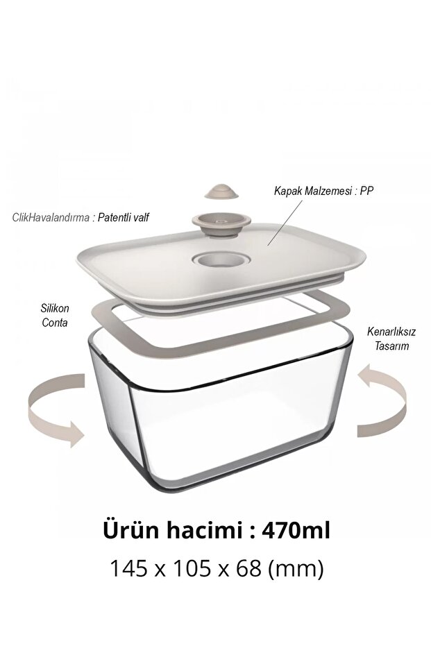 حاوية تخزين مستطيلة من فيكا سيلي 470 مل، بيج - 6