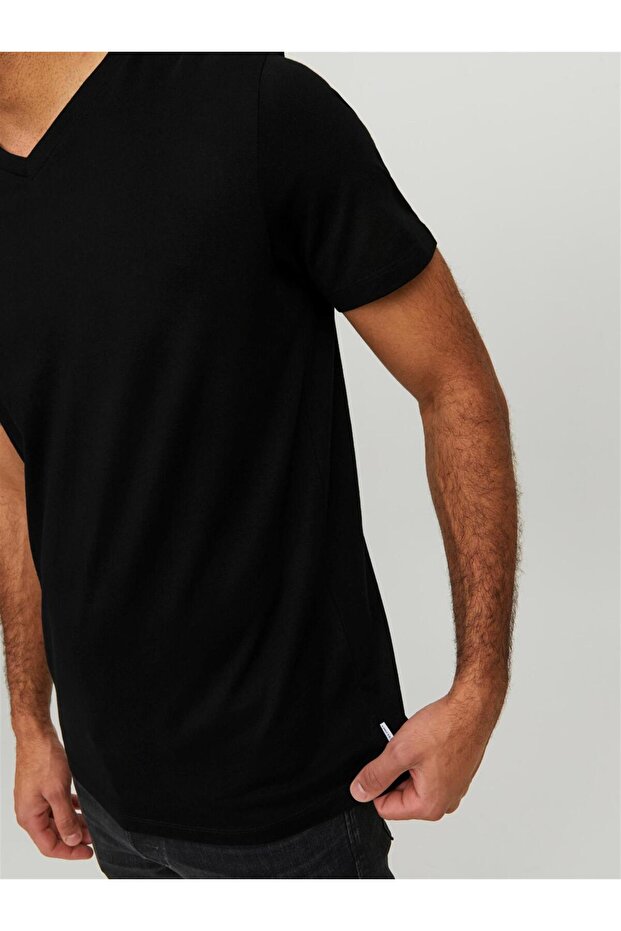 JJEORGANIC BASIC TEE SS V-NECK NOOS Black - 5