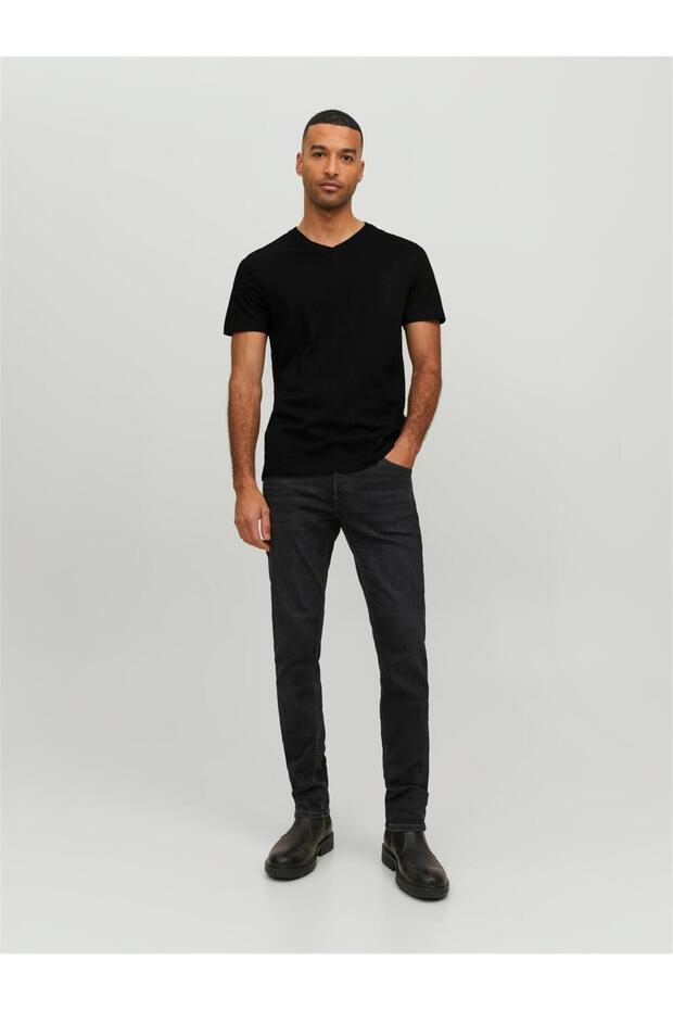 JJEORGANIC BASIC TEE SS V-NECK NOOS Black - 6