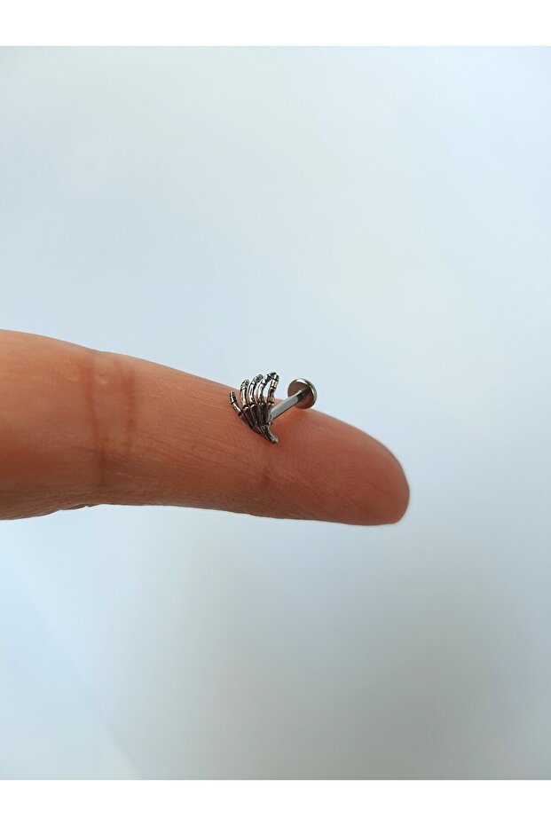 Pençe Gümüş Renk Helix Piercing Tragus Gotik Model 1 Adet - 1