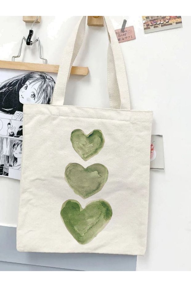 Green Heart, Green Heart Pinterest Ribbons Retro Unisex Cloth Bag Tote Bag