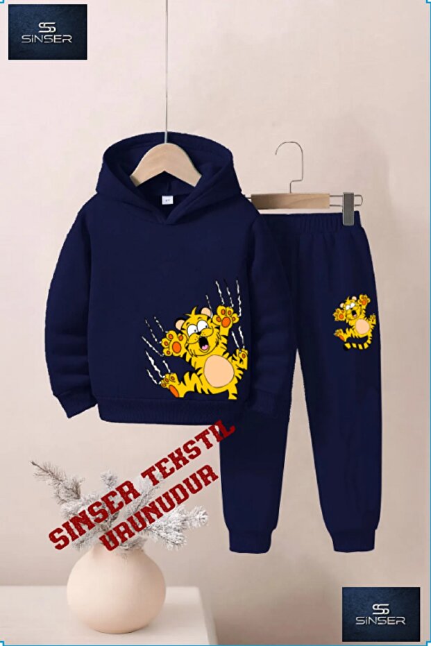 Hooded Children's "Garfild Claws" Printed Tracksuit Set