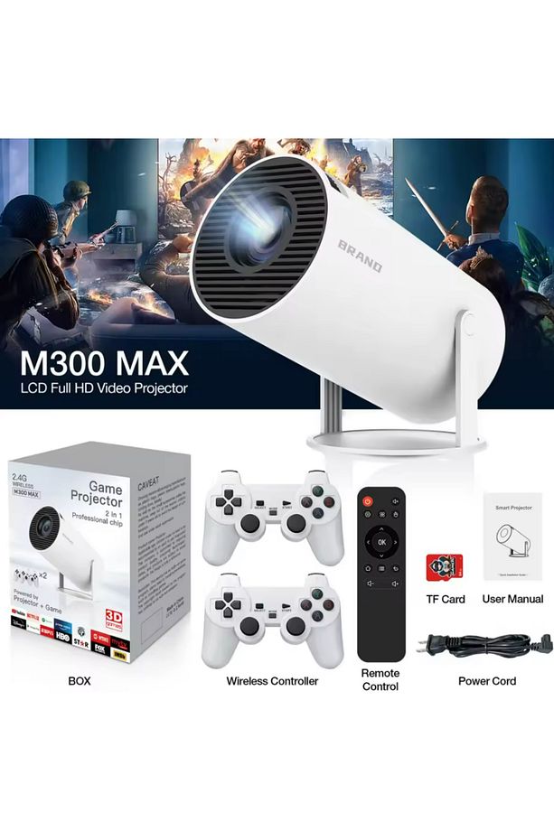 M300 Max Retro video oyunu konsolları Android11 sistemi mini taşınabilir akıllı projektör - 8