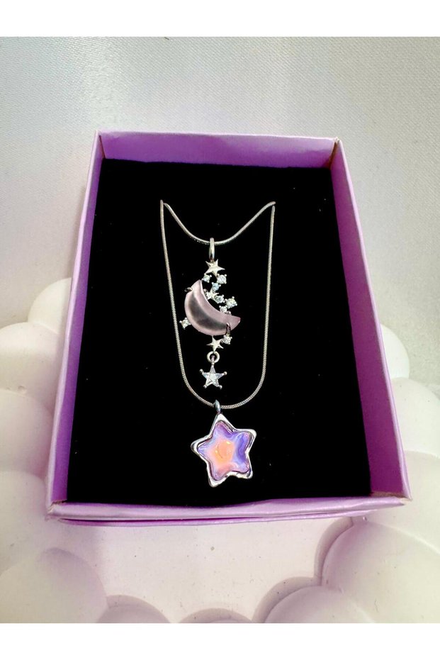 Zircon Steel Necklace Combination Double Steel Necklace Women's Zircon Heart Necklace Combination