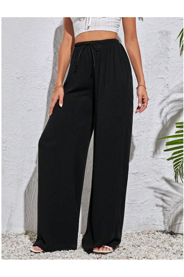 Kadın Siyah Büyük Beden  Baggy Bol Kesim  Pantolon ALTI Esnek Rahat Kumaş Eşofman Altı ŞAH MODA6541 - 5