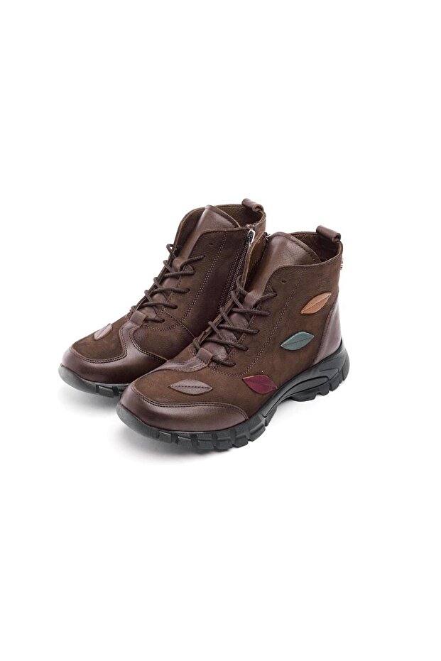 Hakiki Deri Fermuarlı Kadın Bot - 2