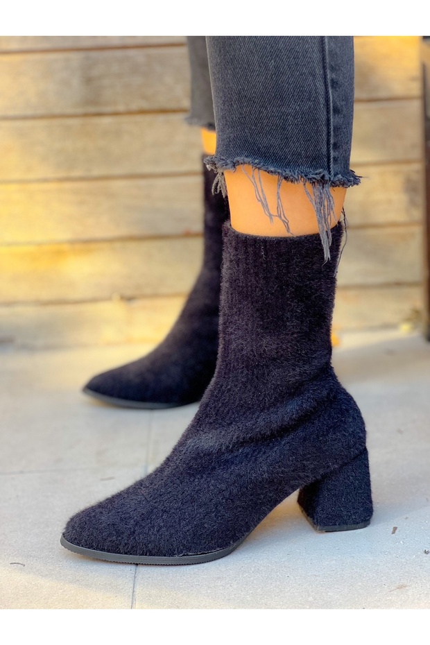 PELLU SİYAH PELUŞ TRİKO BOT BOTTİE - 4