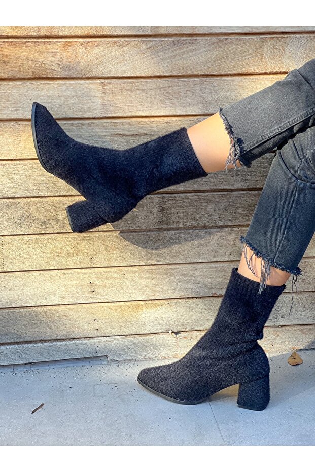 PELLU SİYAH PELUŞ TRİKO BOT BOTTİE - 1