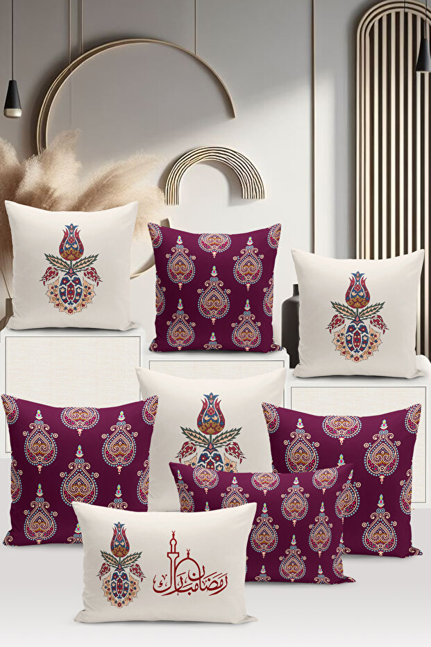 Ramadan Series Double-Sided Digital Printed 8-Piece Throw Pillow Cover Set (Ramadan Cushion Cover Set)