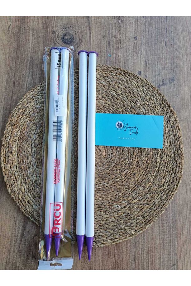 Plastik Kalın Klasik Örgü Yün Şişi 35 Cm No:15 15mm Örgü Şiş Yün 15 Numara - 1