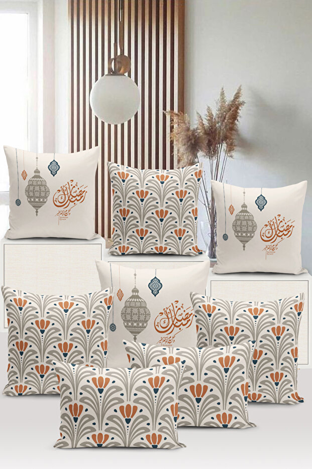 Ramadan Series Double-Sided Digital Printed 8-Piece Throw Pillow Cover Set (Ramadan Cushion Cover Set)