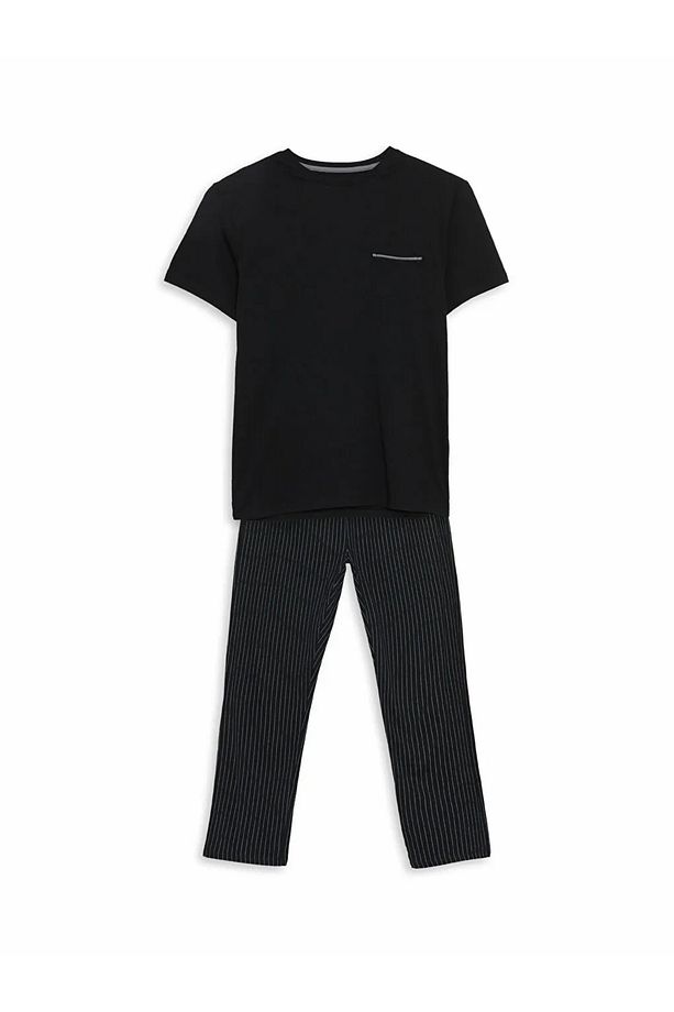 Siyah Standart Kalıp Erkek Pijama Takımı - 1