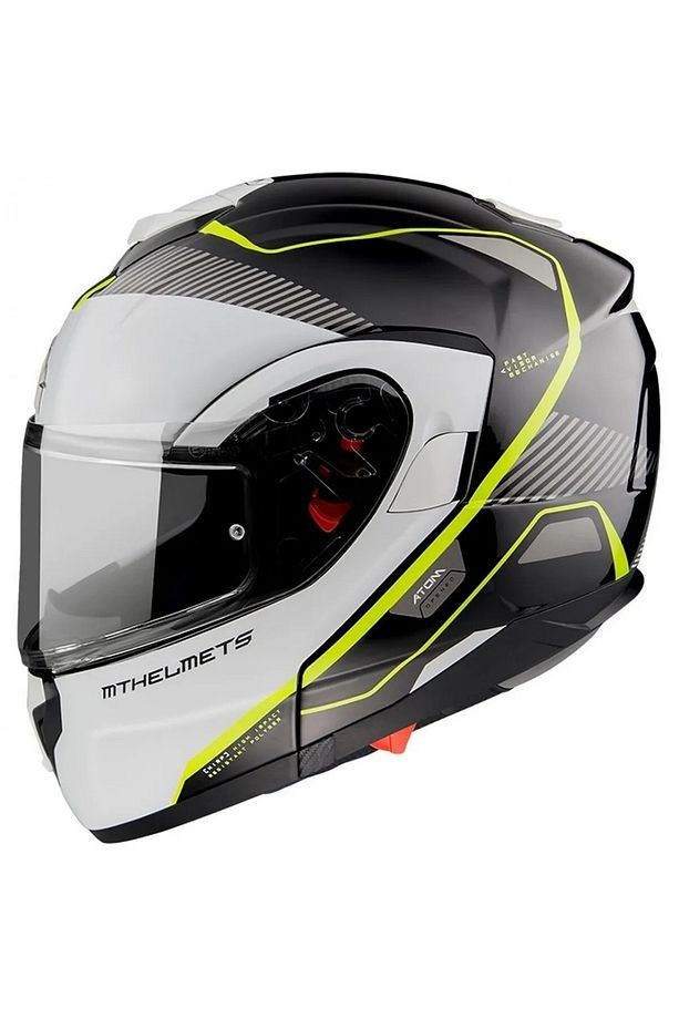 Çene Açılır Kask Atom Sv B3 Neon Sarı Beyaz - 1