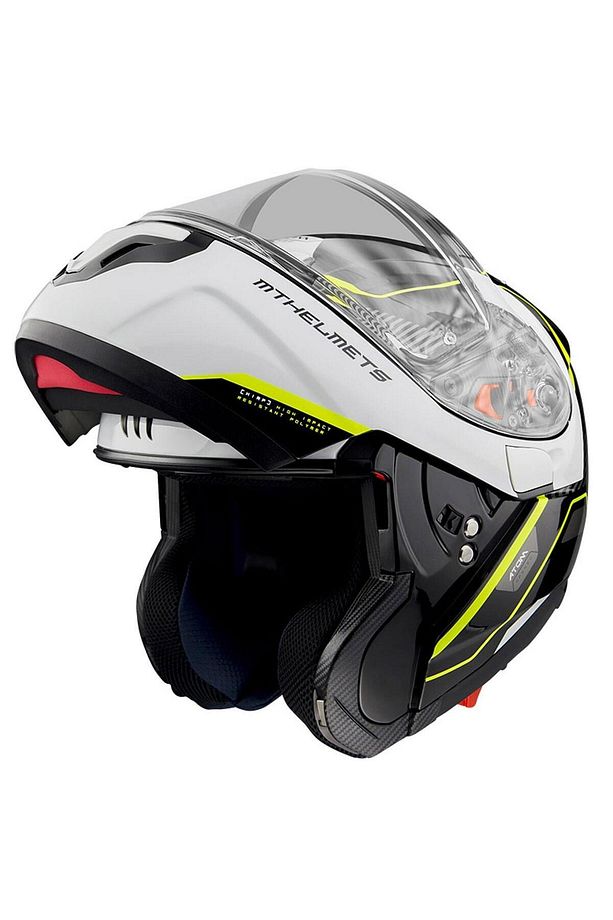 Çene Açılır Kask Atom Sv B3 Neon Sarı Beyaz - 2