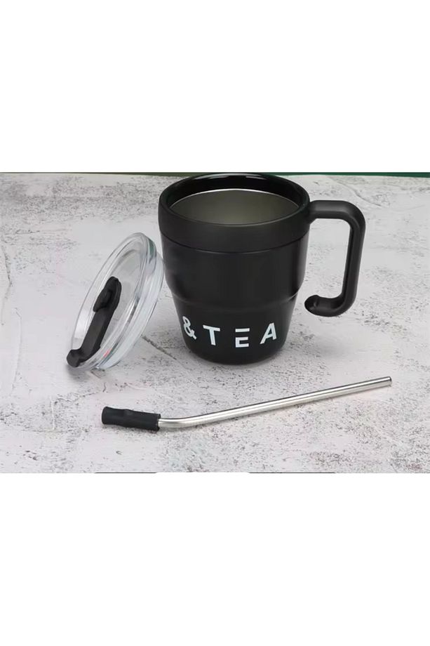 Kahve için pipetli Bardak 480ml paslanmaz çelik termos sıcak soğuk içeçecekler ofis-iş-Araç-Seyehat - 3