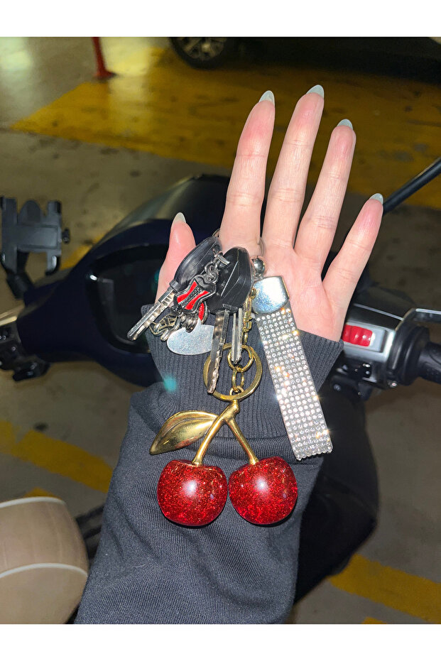 إكسسوار حقيبة الكرز الأحمر، زخرفة، سحر، سلسلة المفاتيح - 7