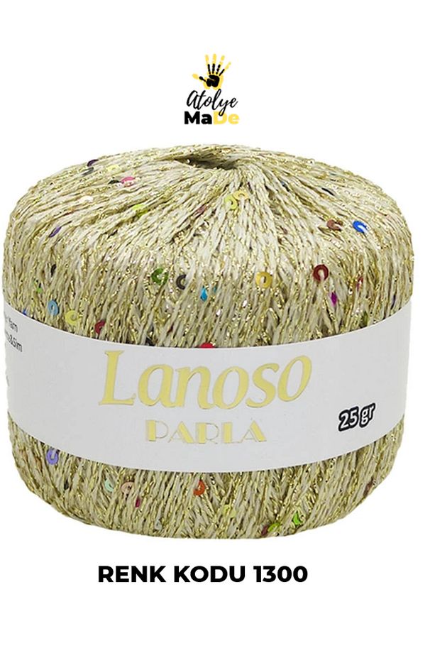 Parla 1300 - Yumuşak Simli Pullu El Örgü İpi - %75 Glitter Yarn %25 Payette&Sim 217mt 25gr TEK YUMAK - 1