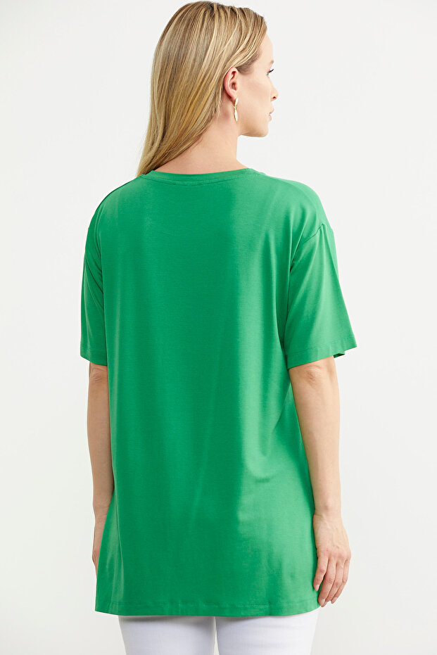 Plus Size Printed Blouse - Green - 6