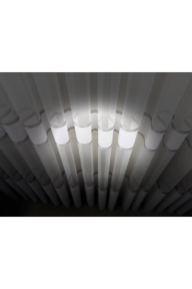 Nivemeshome Gri Geçişli Şeritli Kırışmaz Tül Perde 1/2,5  Pile - 6